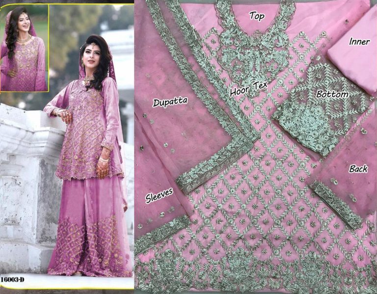 HOOR TEX NAFIZA 16003 D PINK PAKISTANI SUITS