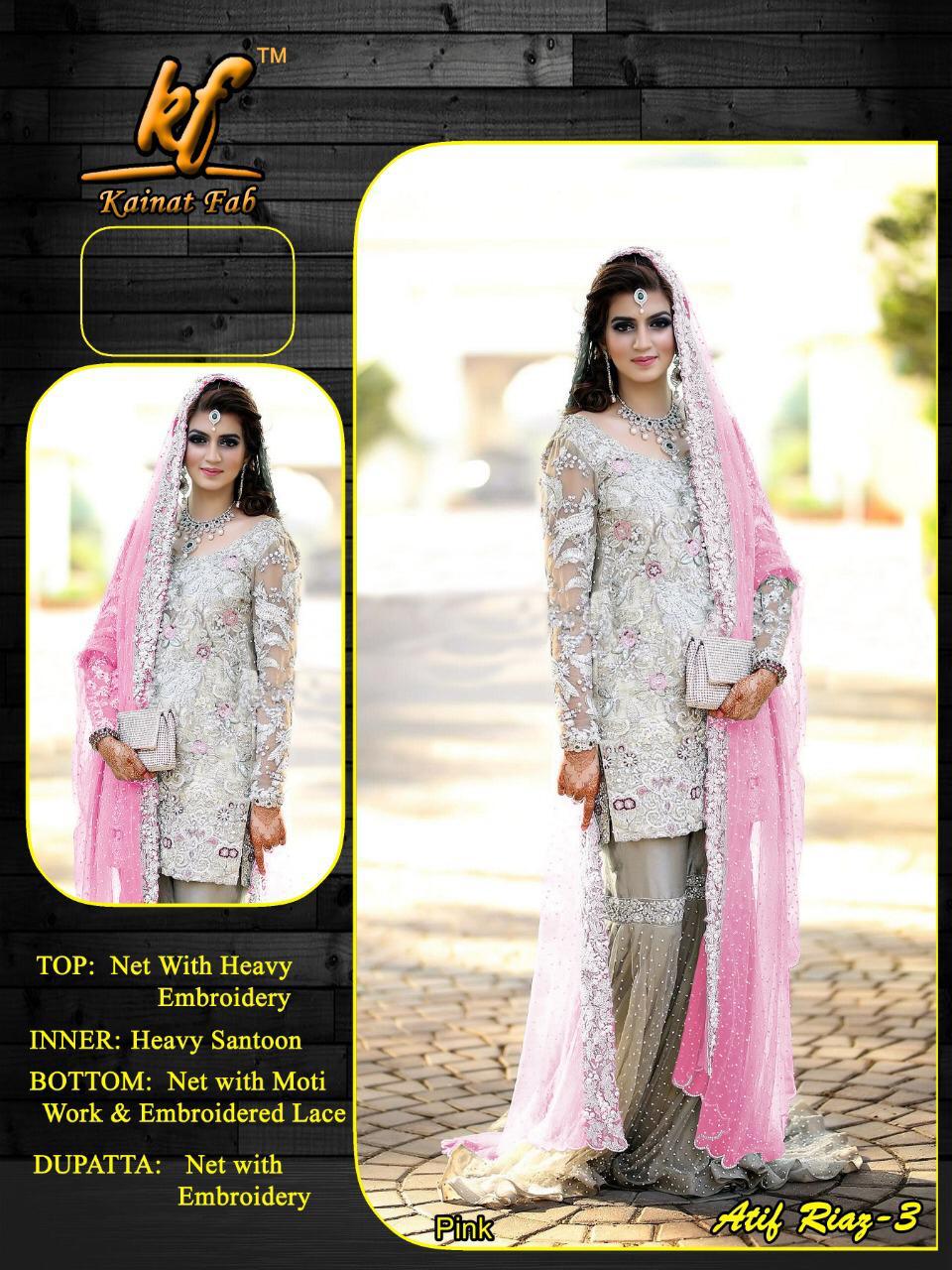 KAINAT FAB ATIF RIAZ VOL 3 MINT PINK IN SINGLE