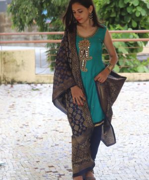 COTTON SALWAR KAMEEZ WITH BANARASI DUPATTA 01