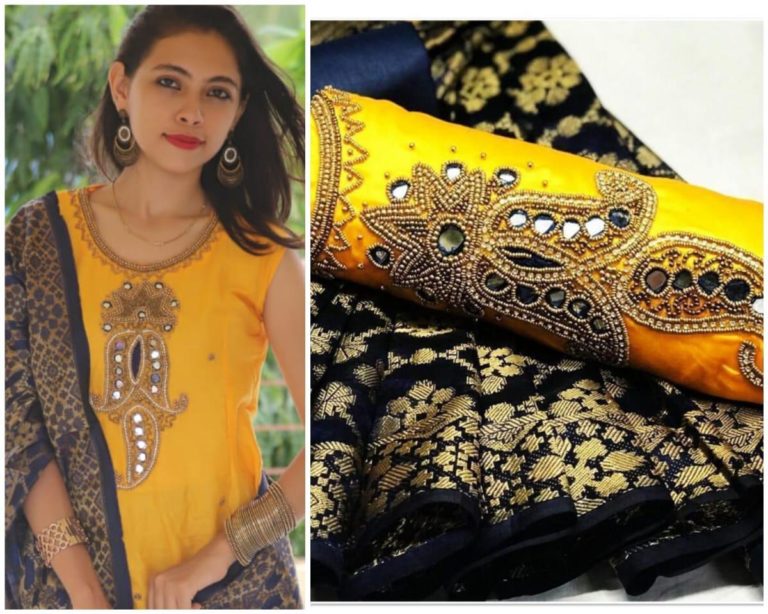 COTTON SALWAR KAMEEZ WITH YELLOW BANARASI DUPATTA