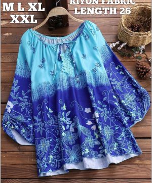 STYLISH NECK BLUE TOPS FOR GIRLS IN BEST PRICE