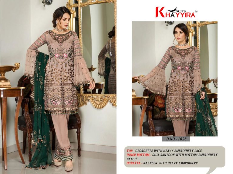 KHAYYIRA SUITS 1028 GEORGETTE PAKISTANI SUITS WHOLESALE