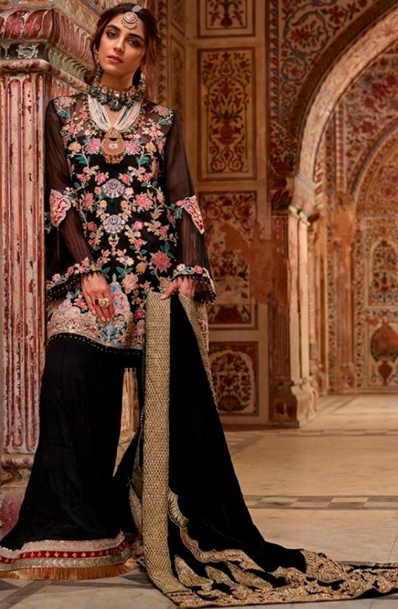 RAMSHA R 124 BLACK PAKISTANI SALWAR KAMEEZ