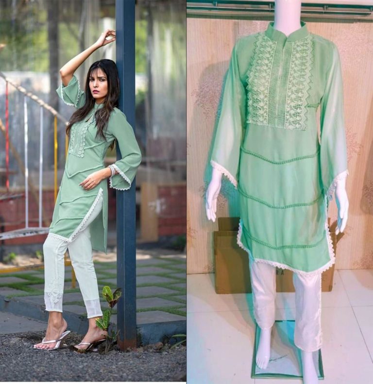 ZARA STUDIO GREEN TUNICS WITH CIGARETTE PANTS