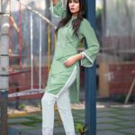 ZARA STUDIO GREEN TUNICS WITH CIGARETTE PANTS