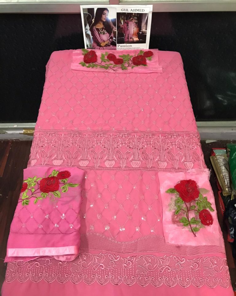 GUL AHMED PINK PAKISTANI SUITS WHOLESALER