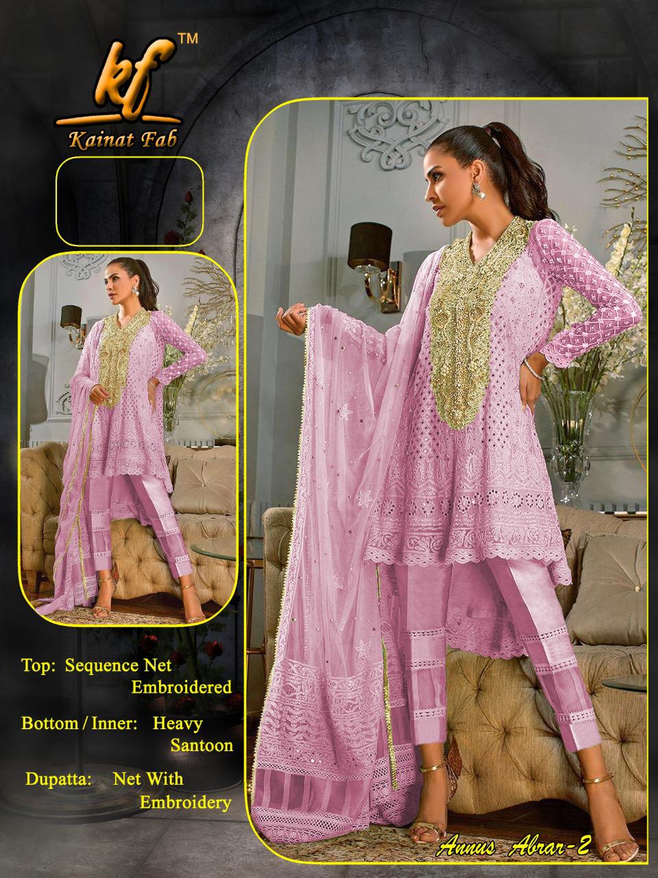 KAINAT FAB ANNUS ABRAR VOL 2 PINK COLOR IN SINGLE