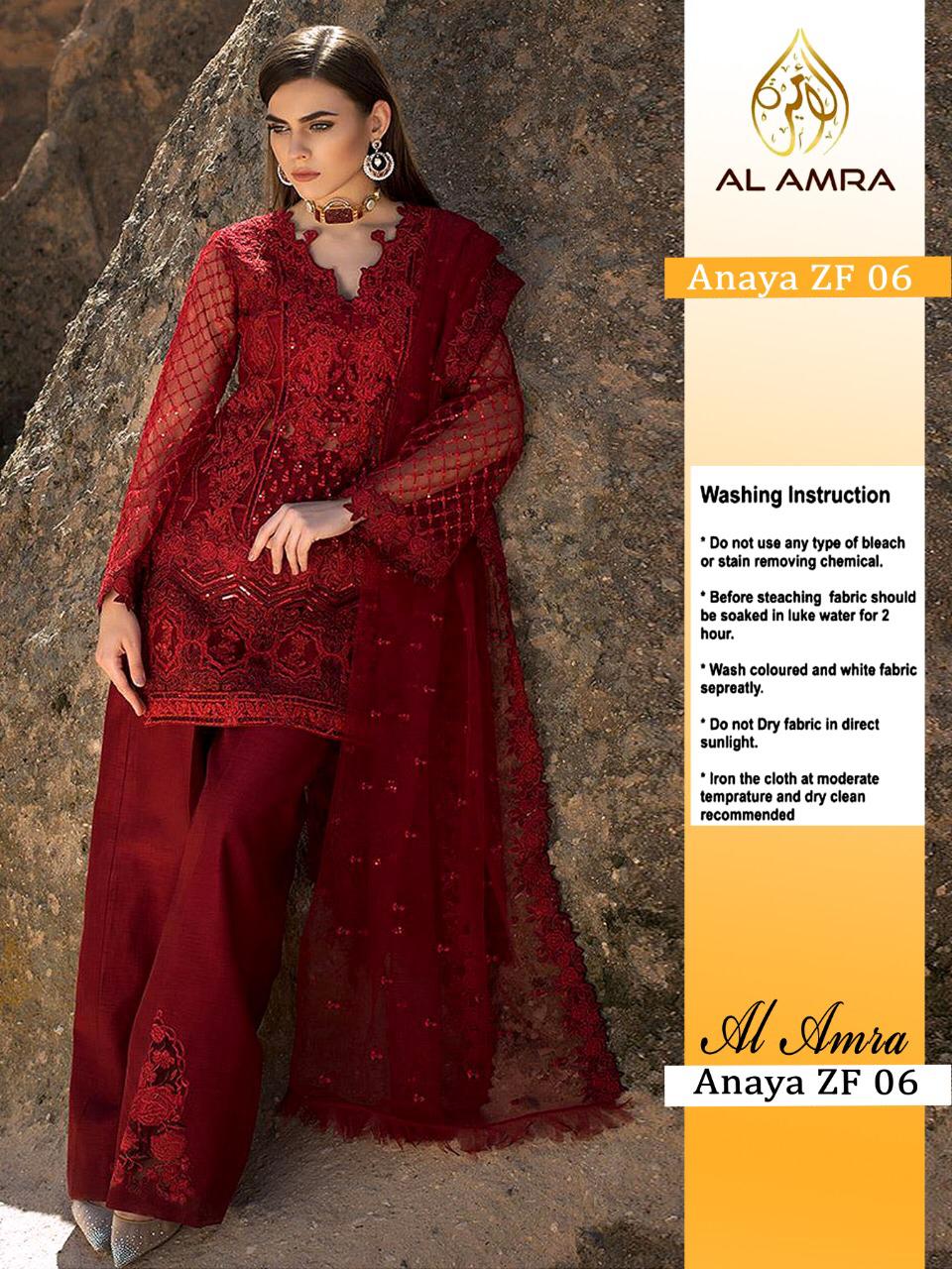 AL AMRA ANAYA ZF 06 RED PAKISTANI SUITS