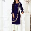 LAIBA AM VOL 18 LUXURY TUNIC WITH CIGARETTE PANTS NAVY BLUE