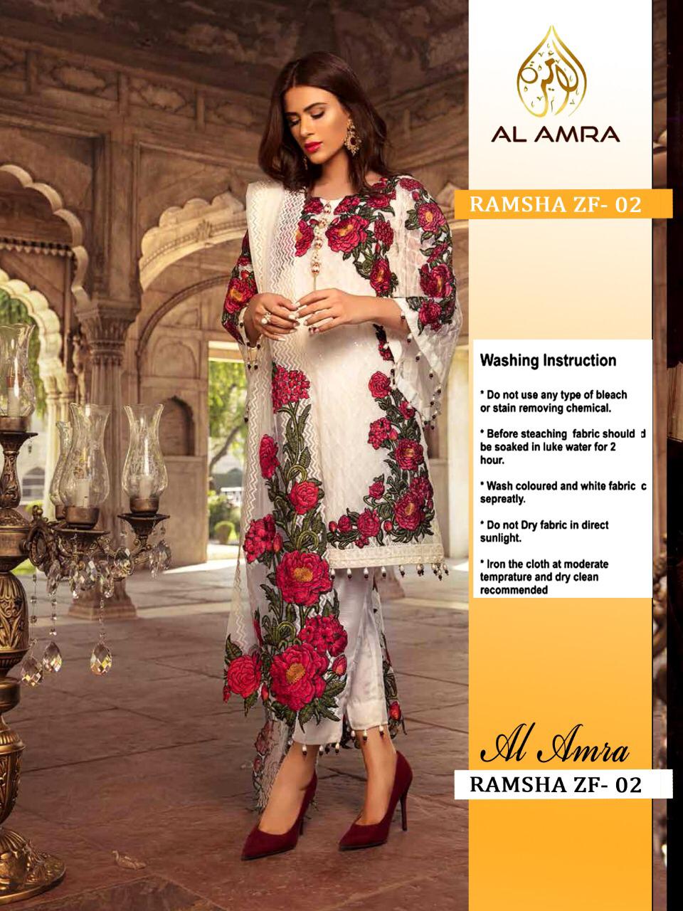 AL AMRA RAMSHA ZF 02 WHITE PAKISTANI SUIT