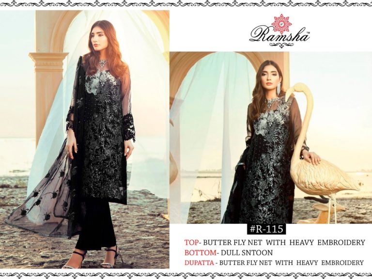 RAMSHA R 115 A BLACK PAKISTANI SUIT