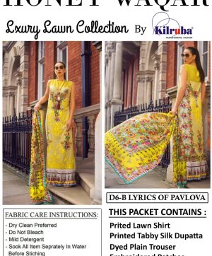KILRUBA HONEY WAQAR LUXURY LAWN D 6 - B