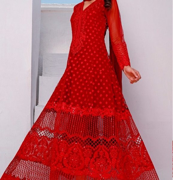 Ramsha R 166 Red Net Pakistani Suit Wholesaler