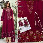 HOOR TEX MARIA B WINE PAKISTANI SUIT IN SINGLE PIECE