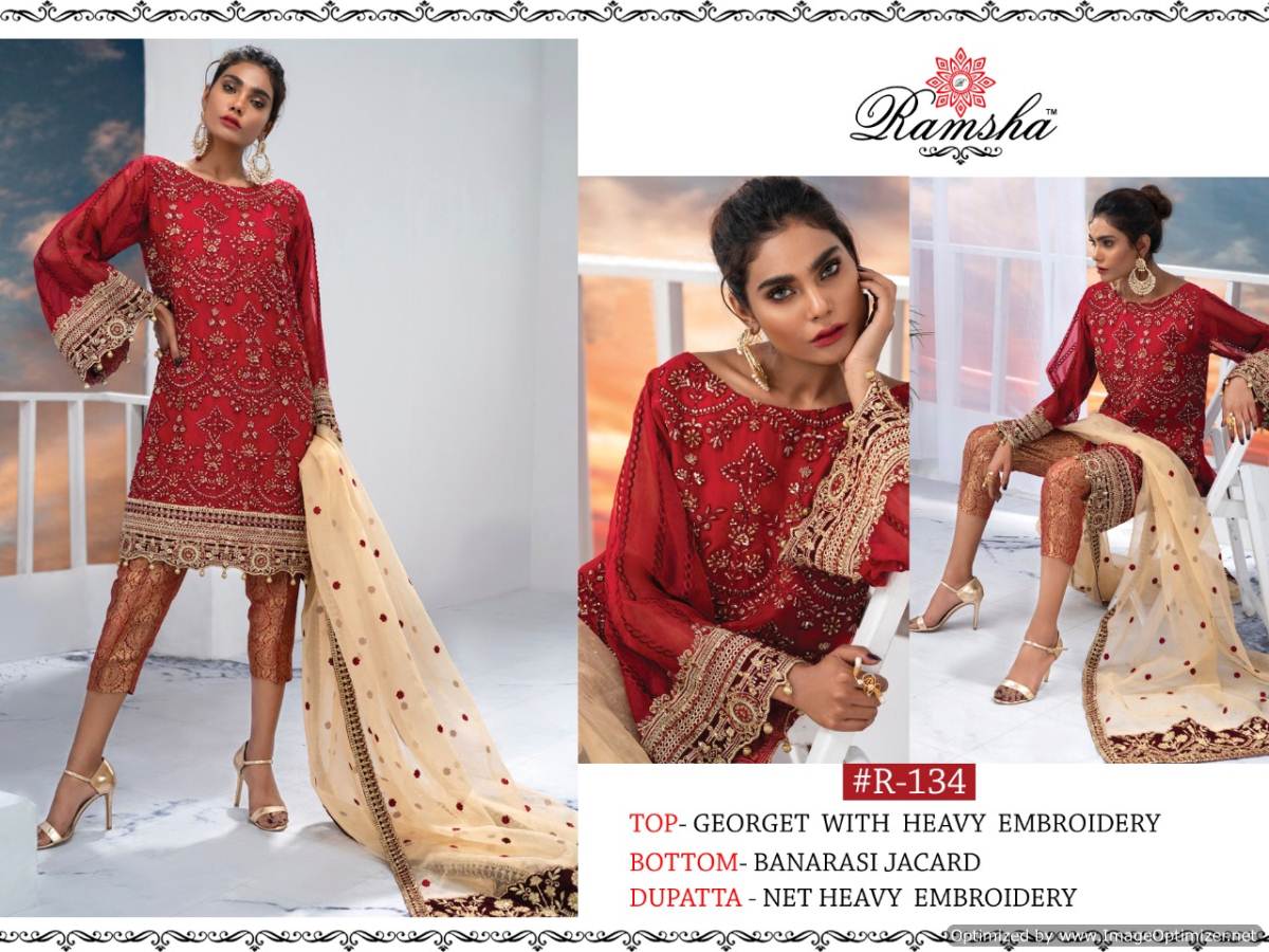 RAMSHA R 134 PAKISTANI SUITS WHOLESALER