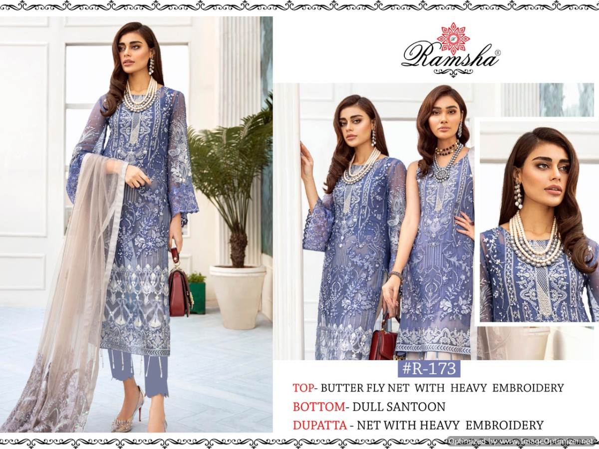 RAMSHA R 173 PAKISTANI SUITS WHOLESALER