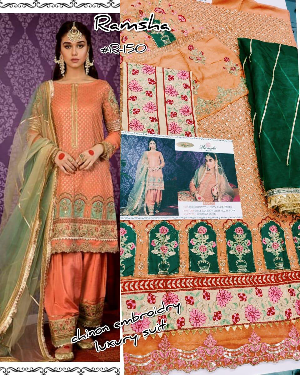 RAMSHA R 150 PAKISTANI SUITS WHOLESALER