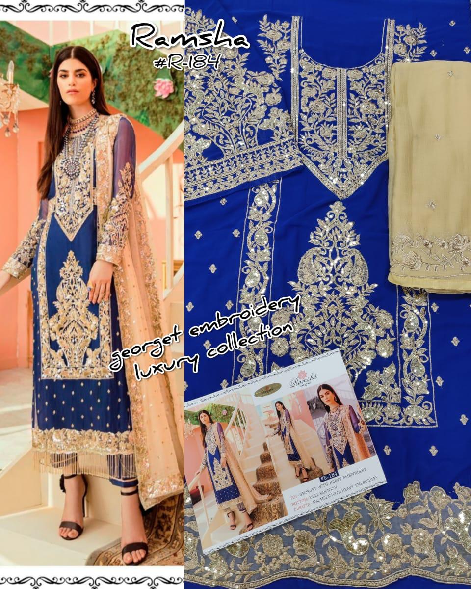 RAMSHA R 184 PAKISTANI SUITS IN SINGLE PIECE