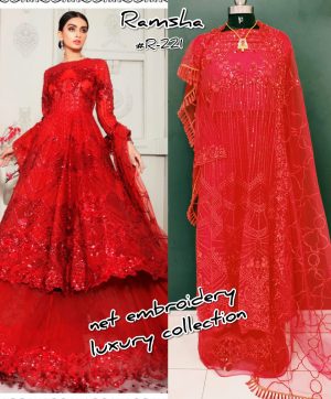 RAMSHA R 221 PAKISTANI SUITS SUPPLIER SINGLE PIECE