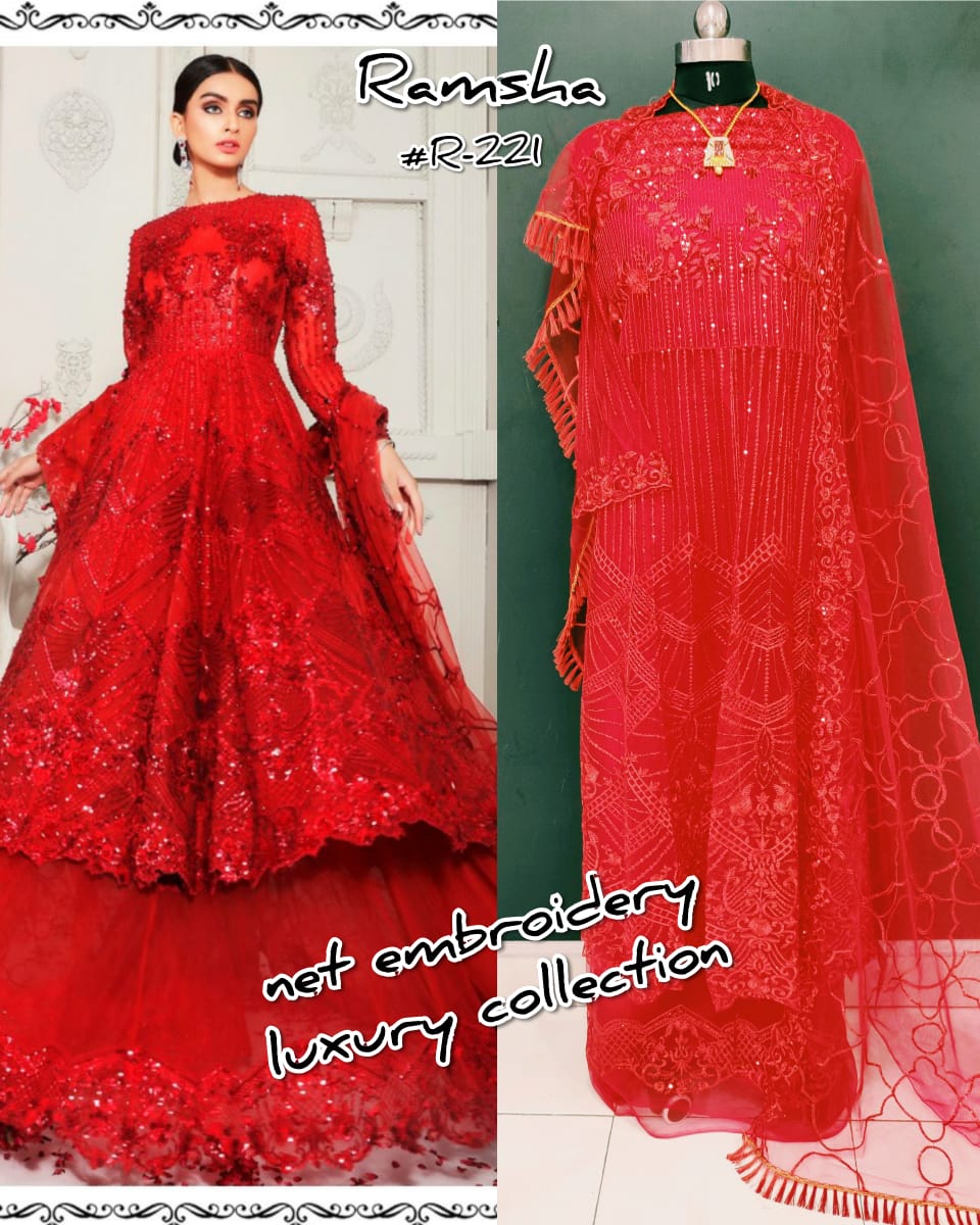 RAMSHA R 221 PAKISTANI SUITS SUPPLIER SINGLE PIECE