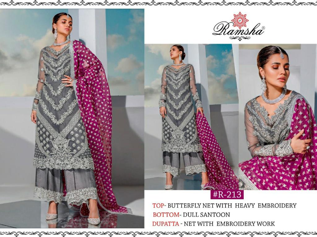 RAMSHA R 213 PAKISTANI SUITS IN SINGLE PIECE