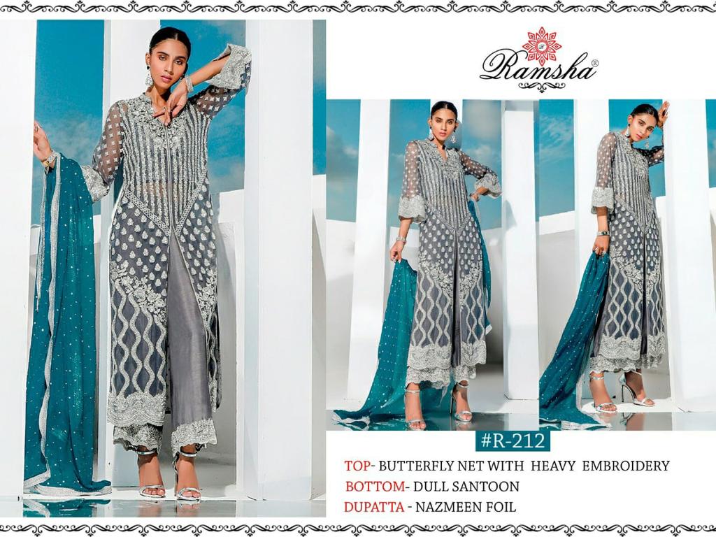 RAMSHA R 212 PAKISTANI SUITS IN SINGLE PIECE