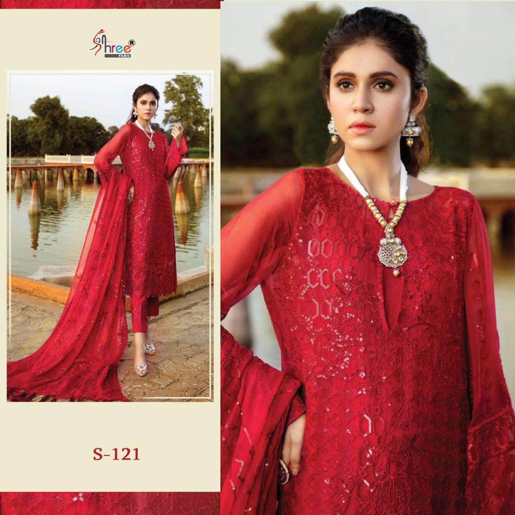 SHREE FABS S 121 PAKISTANI SUITS IN SINGLE PIECE