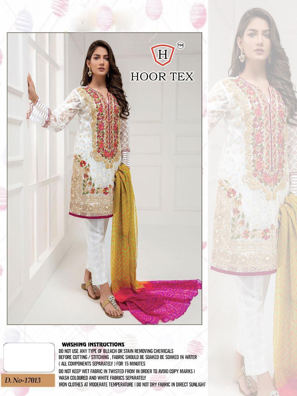 HOOR TEX 17013 WHITE PAKISTANI SUITS FREE SHIPPING