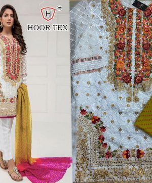 HOOR TEX 17013 WHITE PAKISTANI SUITS FREE SHIPPING