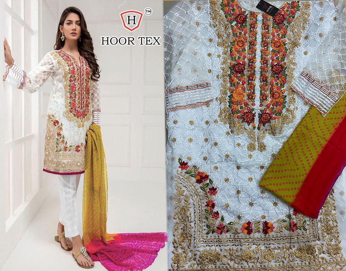 HOOR TEX 17013 WHITE PAKISTANI SUITS FREE SHIPPING