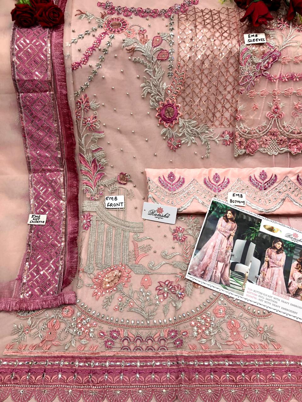 RAMSHA 242 A PINK PAKISTANI SUITS SUPPLIER SURAT