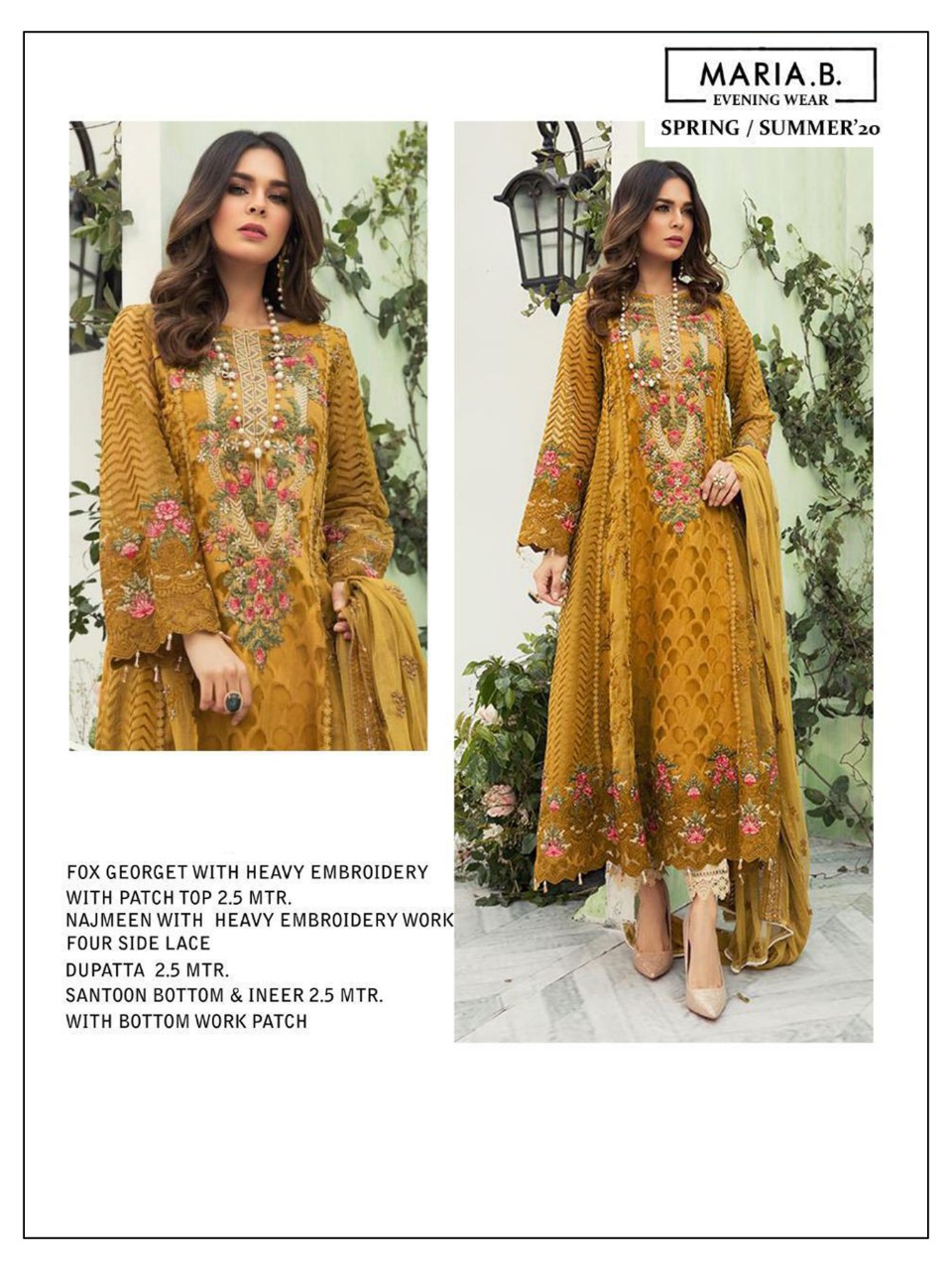 MARIA B EVENING WEAR PAKISTANI SUITS WHOLESALE