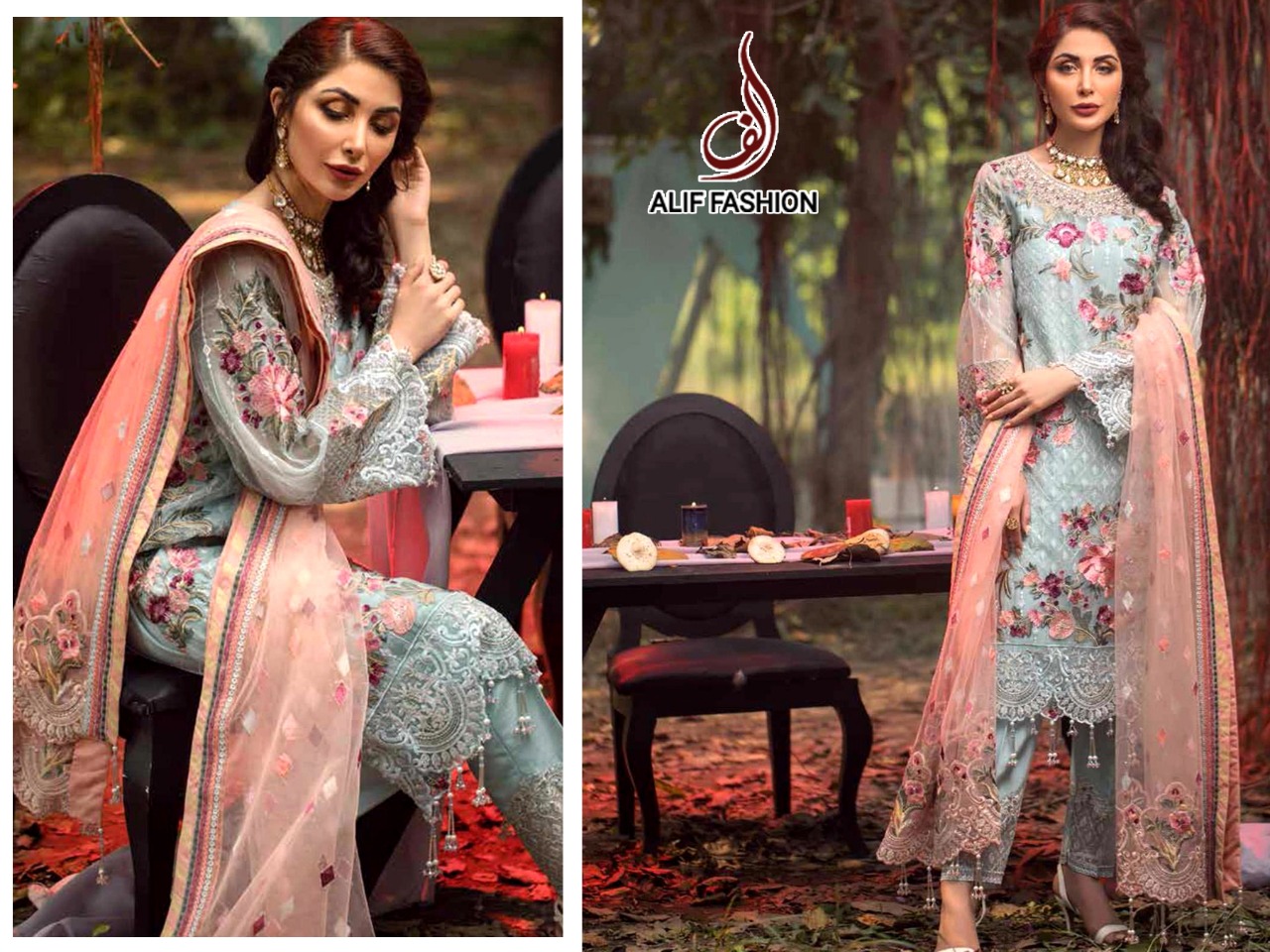 ALIF FASHION SIDRA PAKISTANI SUITS EXPRESS SHIPPING