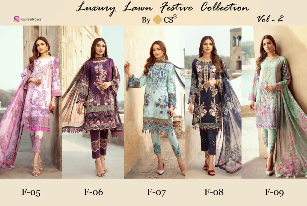 CS LUXURY LAWN FESTIVE COLLECTION VOL 2 SINGLES