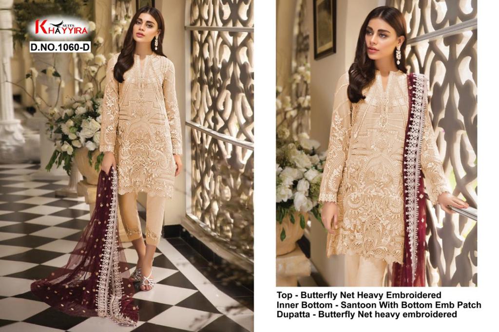 KHAYYIRA 1060 COLORS PAKISTANI SUITS SINGLE PIECE