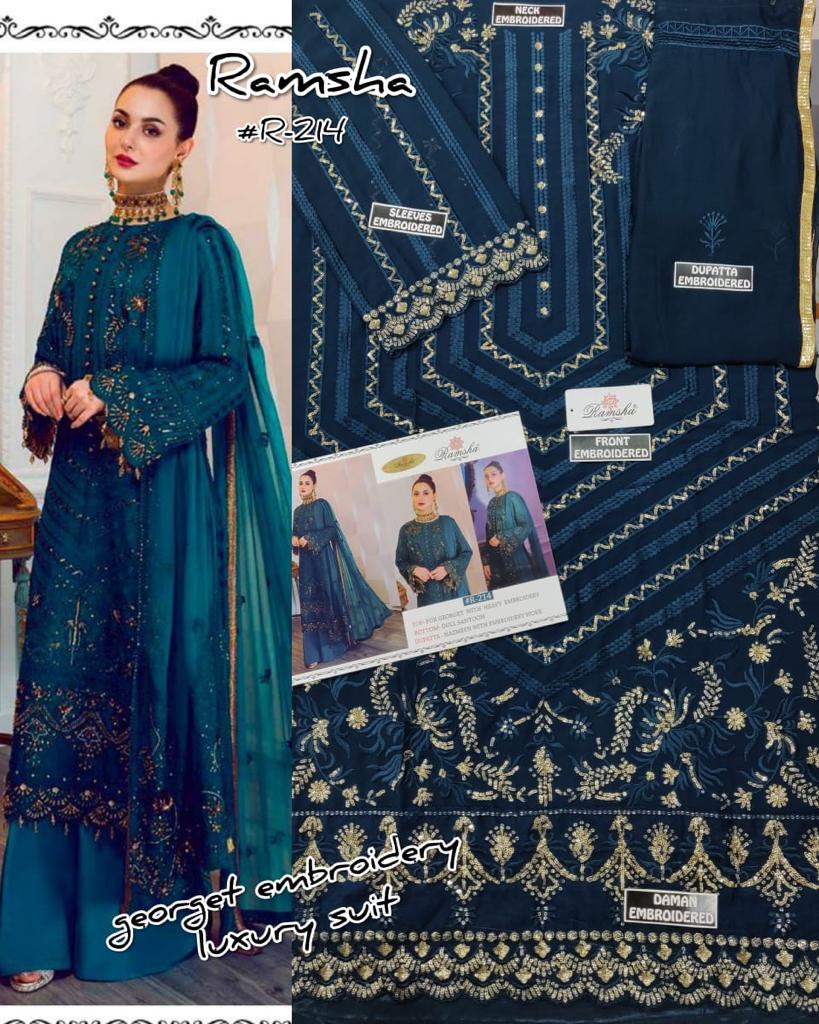 RAMSHA 214 PAKISTANI SUITS IN SINGLE PIECE