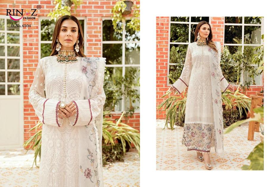 RINAZ 4504 WHITE PAKISTANI SUITS IN SINGLES