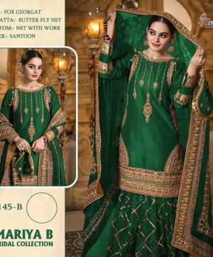 SHREE FABS S 145 B GREEN PAKISTANI SUITS WHOLESALE