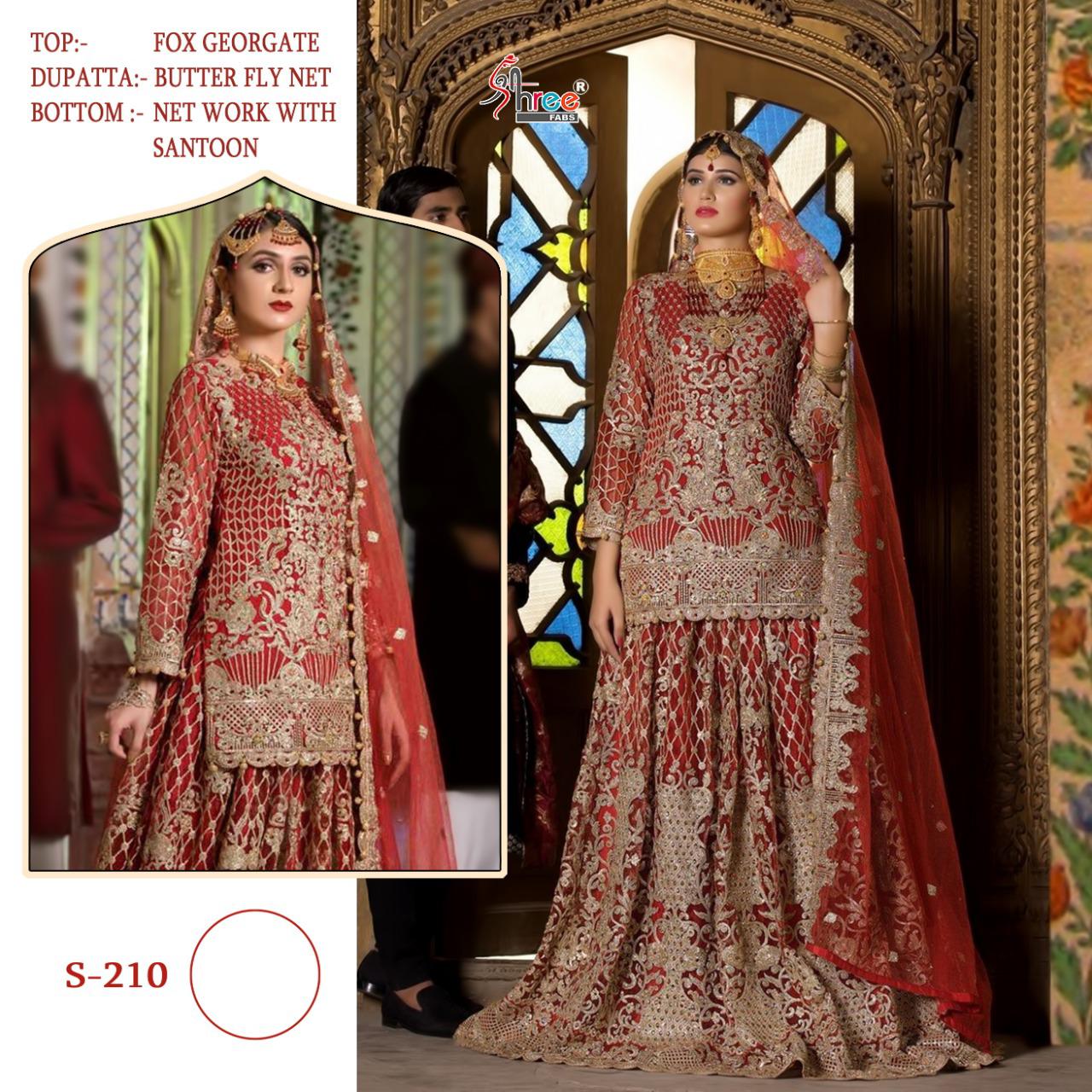 SHREE FABS S 210 RED BRIDAL WEAR WHOLESALE