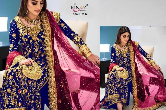 RINAZ FASHION 1102 B BLUE PAKISTANI SUITS SUPPLIER