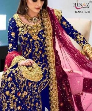 RINAZ FASHION 1102 B BLUE PAKISTANI SUITS SUPPLIER