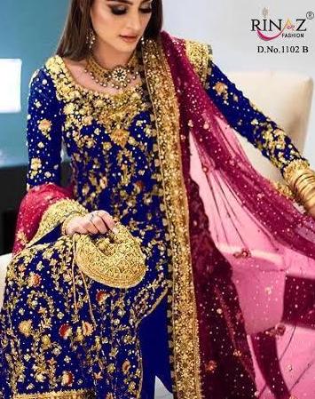 RINAZ FASHION 1102 B BLUE PAKISTANI SUITS SUPPLIER