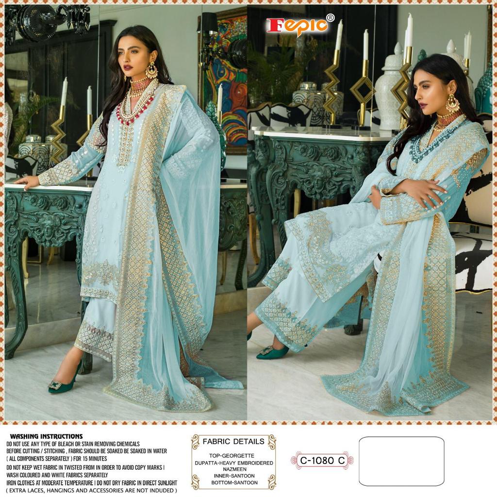 FEPIC C 1080 C SKY BLUE PAKISTANI SUITS WHOLESALER