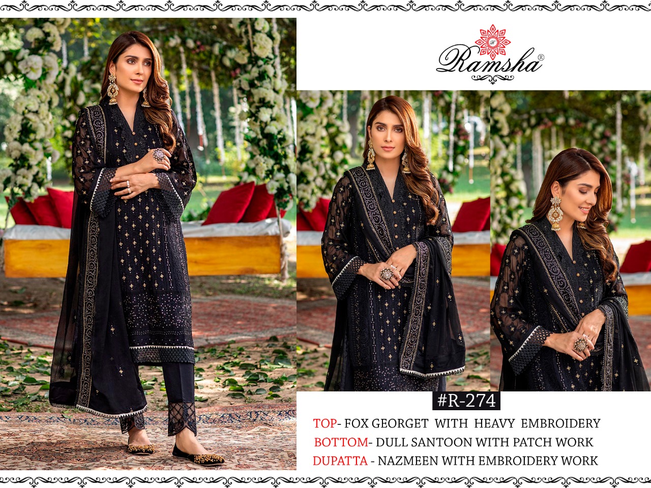 RAMSHA R 274 BLACK DESIGNER SUITS ONLINE