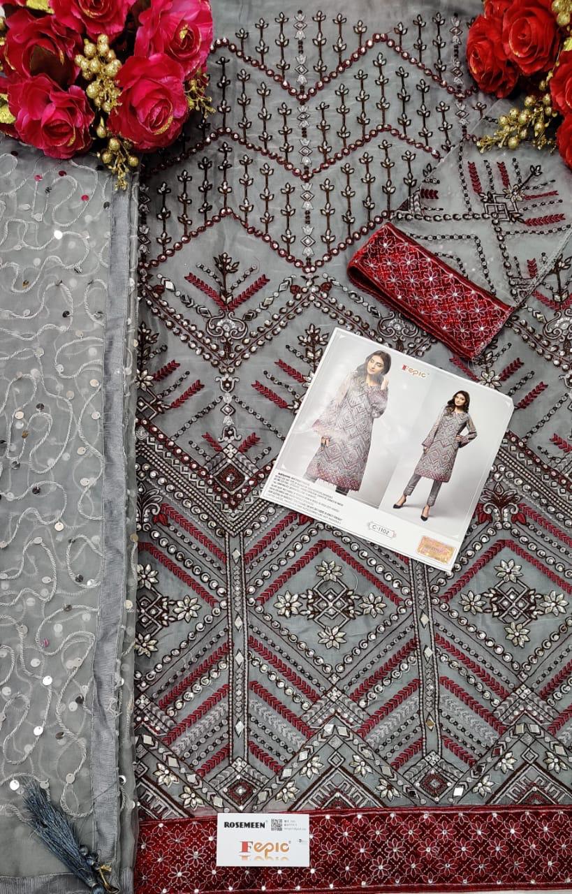 FEPIC C 1102 GREY PAKISTANI SUITS WHOLESALE