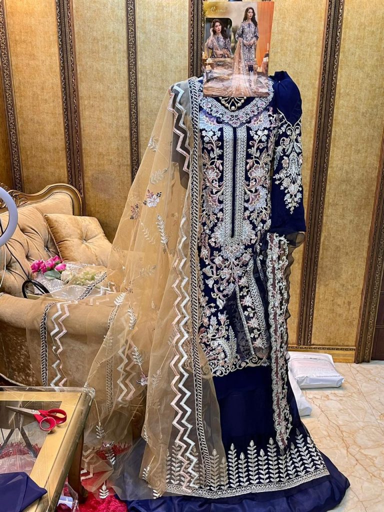 COSMOS 7007 BLUE PAKISTANI SUITS IN SINGLES