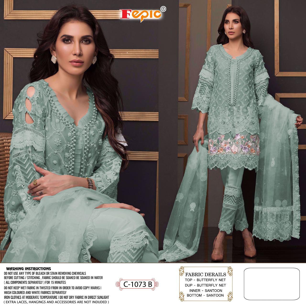 FEPIC C 1073 B PAKISTANI SUITS IN SINGLE PIECE WHOLESALE