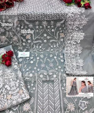 RAMSHA R 279 B GREY PAKISTANI SUITS WHOLESALER