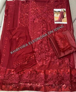 KHAYYIRA 1064 C RED SALWAR KAMEEZ IN SINGLES