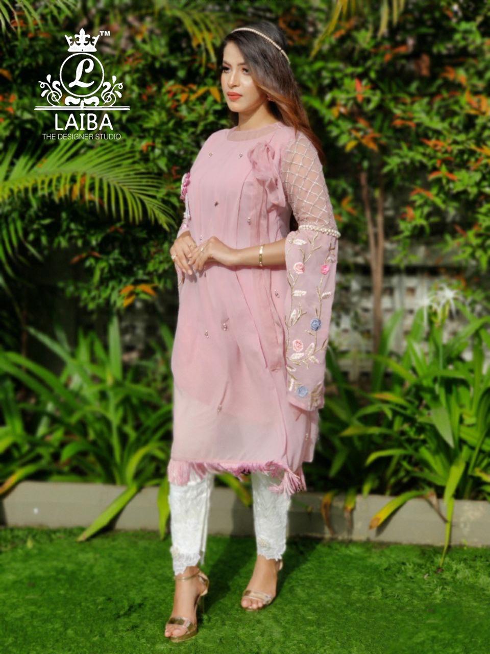 LAIBA AM VOL 53 PINK DESIGNER TUNICS IN SINGLES